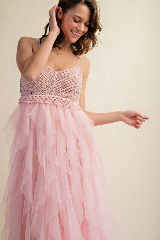 LOVELY TULLE MIDI CROCHET DRESS (Online Only/Ships from USA)