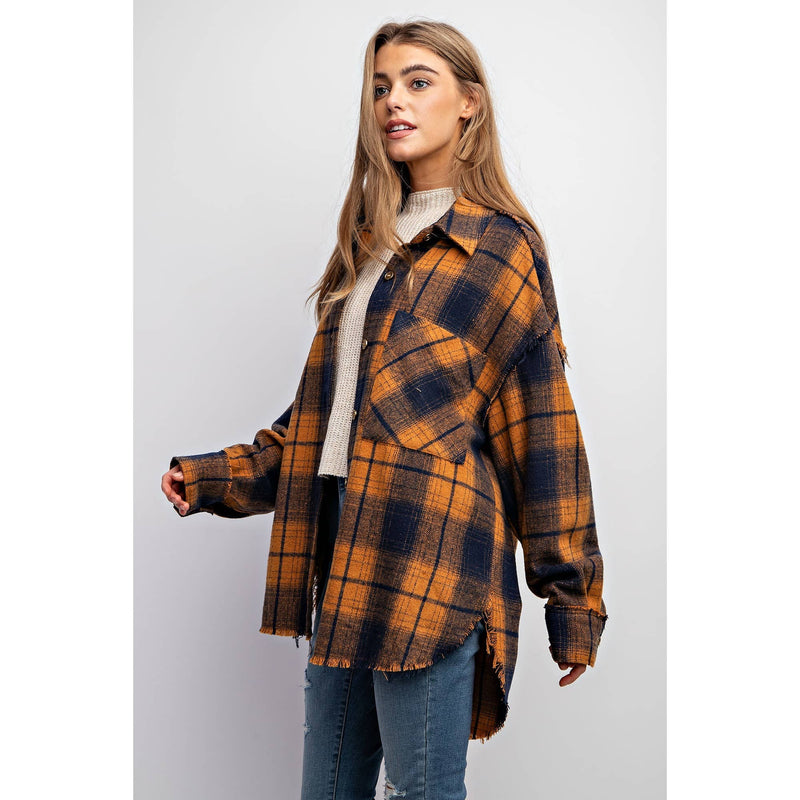 SUPER SOFT PLAID BUTTON DOWN SHIRT JACKET SHACKET