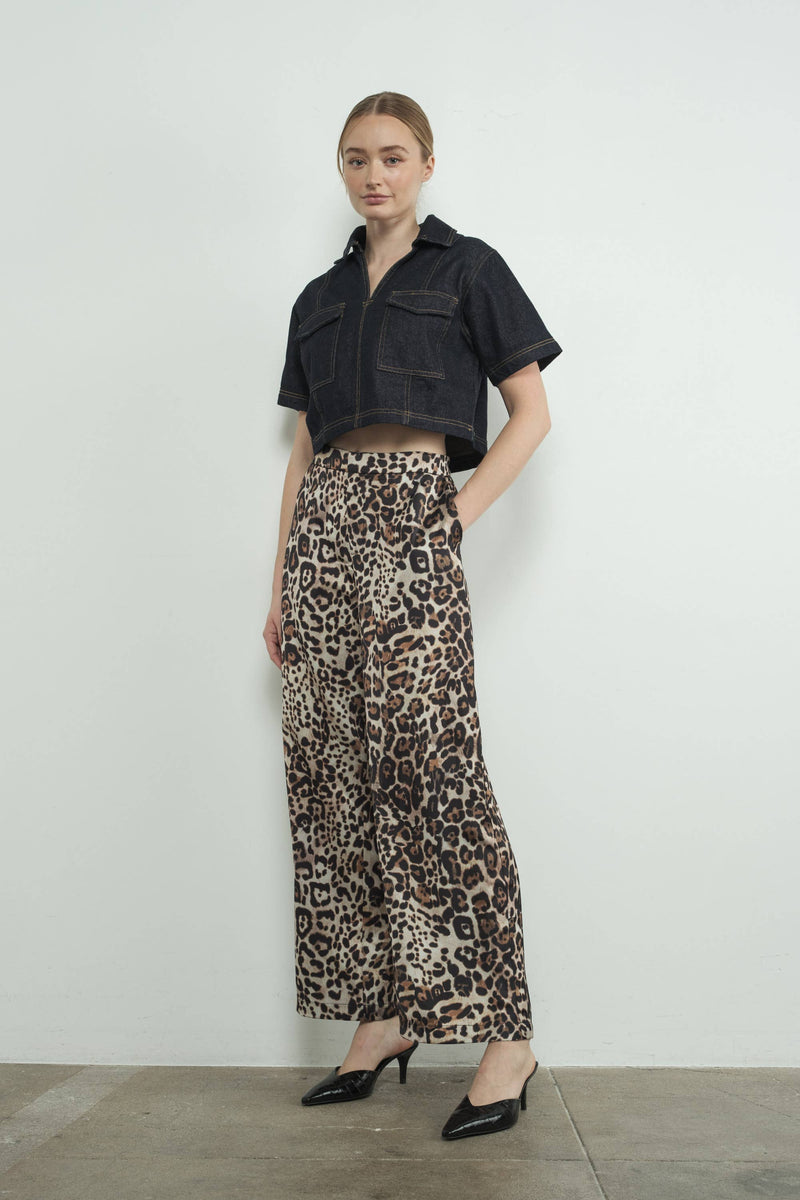 SATIN ANIMAL PRINT PANTS