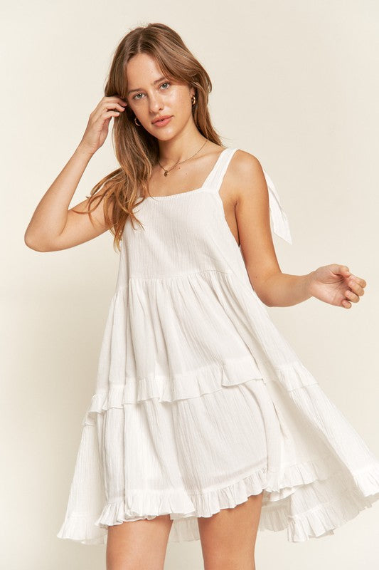 Square neck ruffle dress (Online Only /Ships from USA)