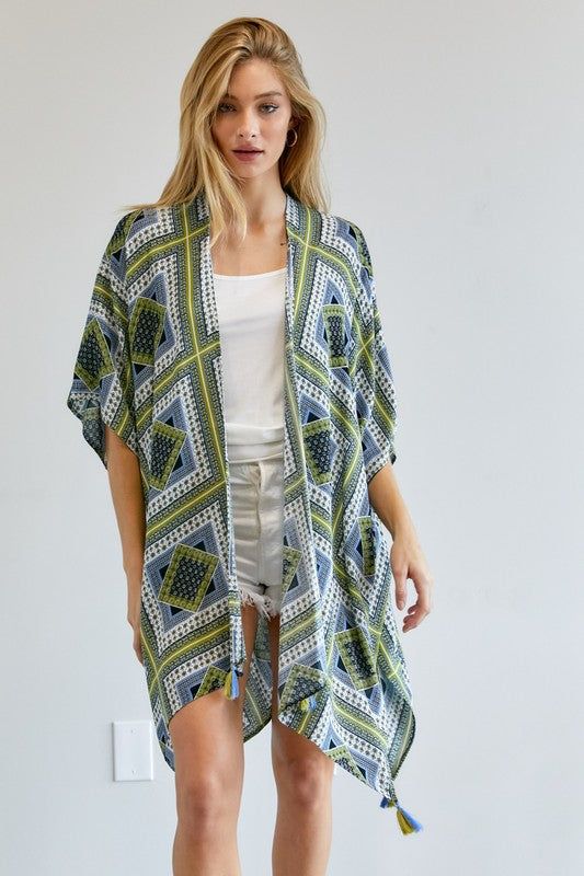 Printed Short Sleeve loose Kimono  (Online Only/Ships from USA)