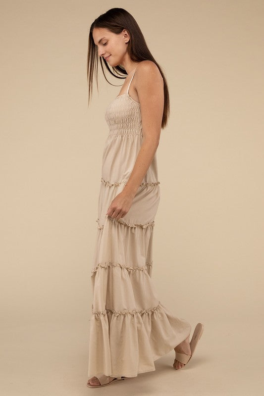 Woven Smocked Top Tiered Cami Maxi Dress (Online Only/Ships from USA)