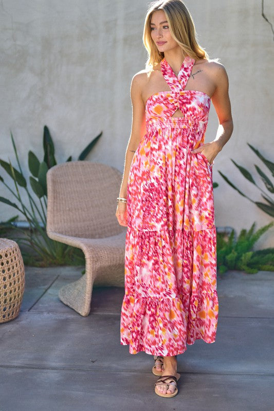 Printed Smocked Ruffle Maxi Dress  (Online Only/Ships from USA)