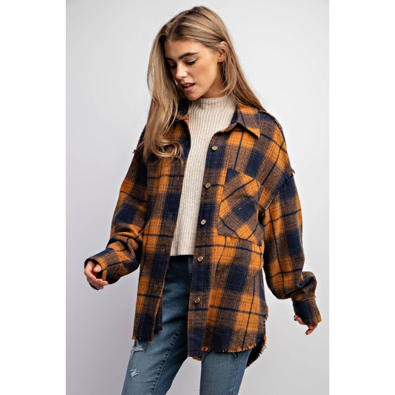 SUPER SOFT PLAID BUTTON DOWN SHIRT JACKET SHACKET