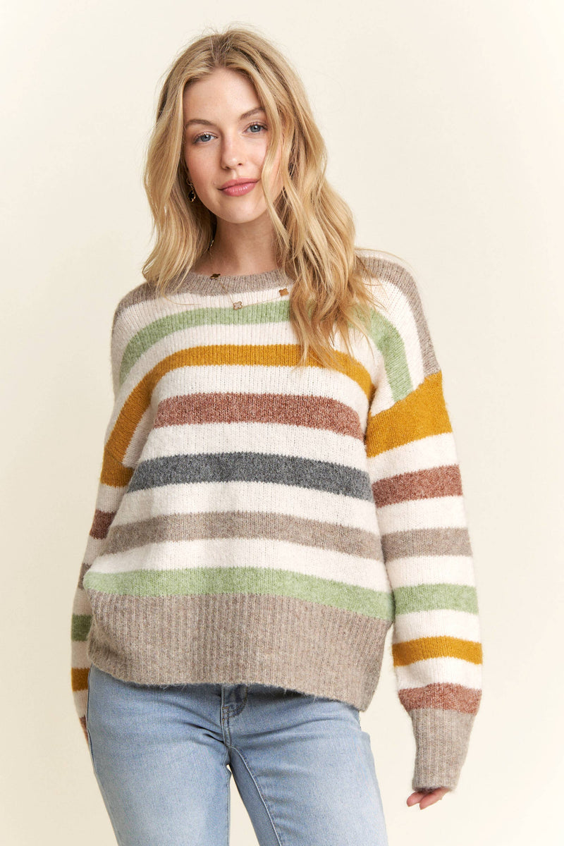 MULTICOLOR STRIPE SWEATER TOP