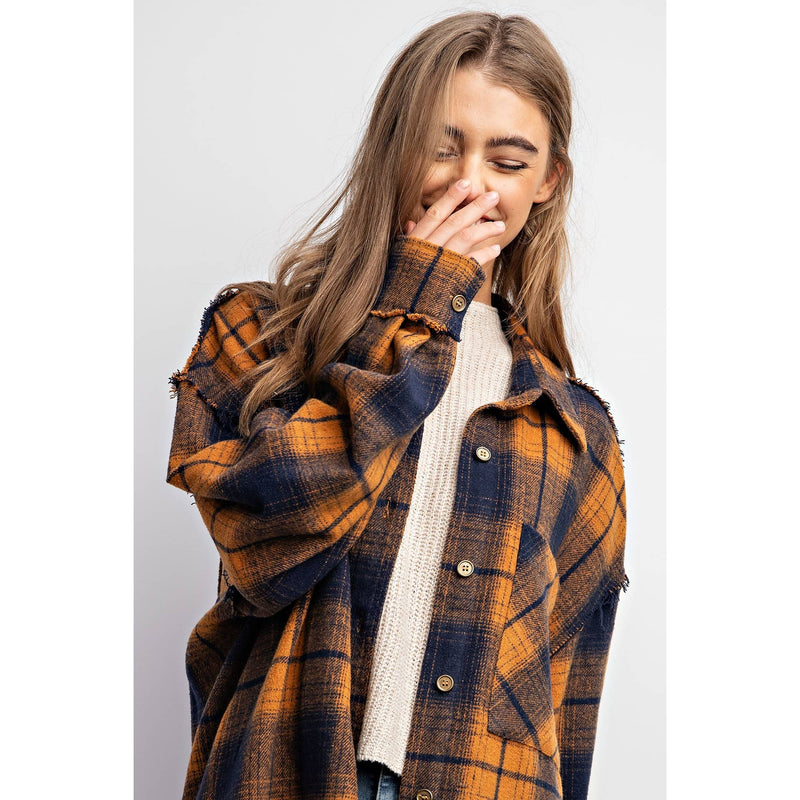 SUPER SOFT PLAID BUTTON DOWN SHIRT JACKET SHACKET
