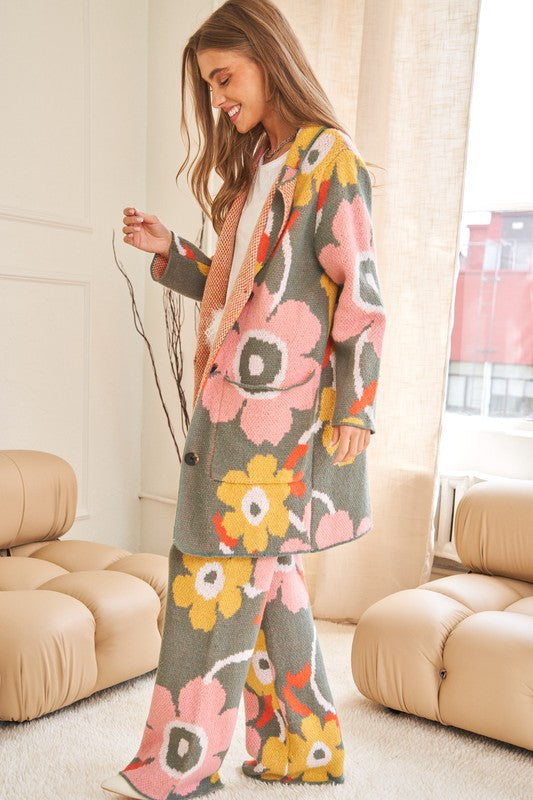 Flower Printed Casual Cozy Full Long Wide Pants  (Online Only/Ships from USA)