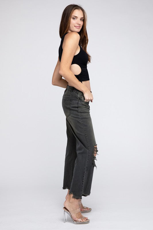 Distressed Vintage Washed Wide Leg Pants (Online Only/Ships from USA)