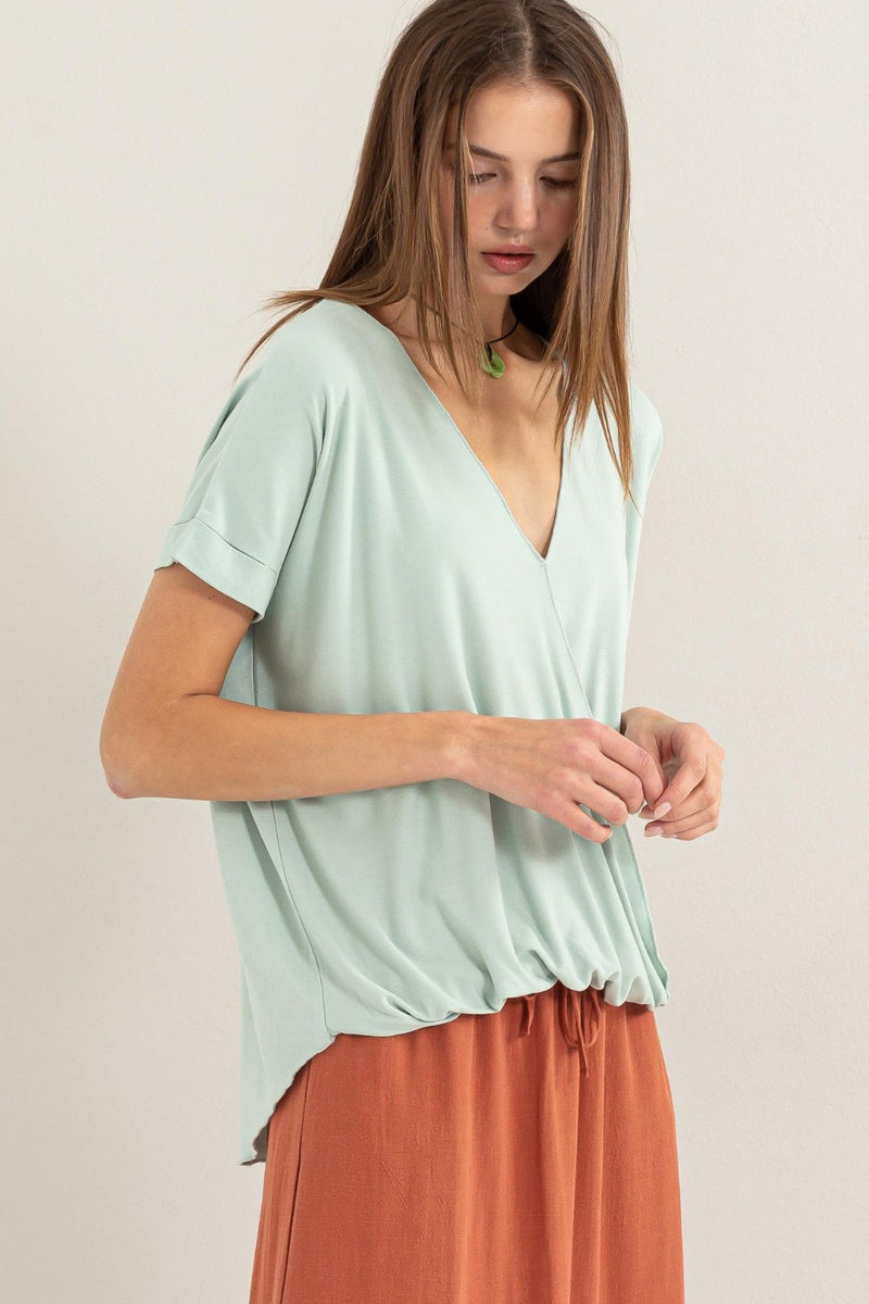 Short Sleeve Surplice Top (Online Only/Ships from USA)