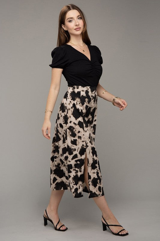 Floral Print Slit Skirt (Online Only)