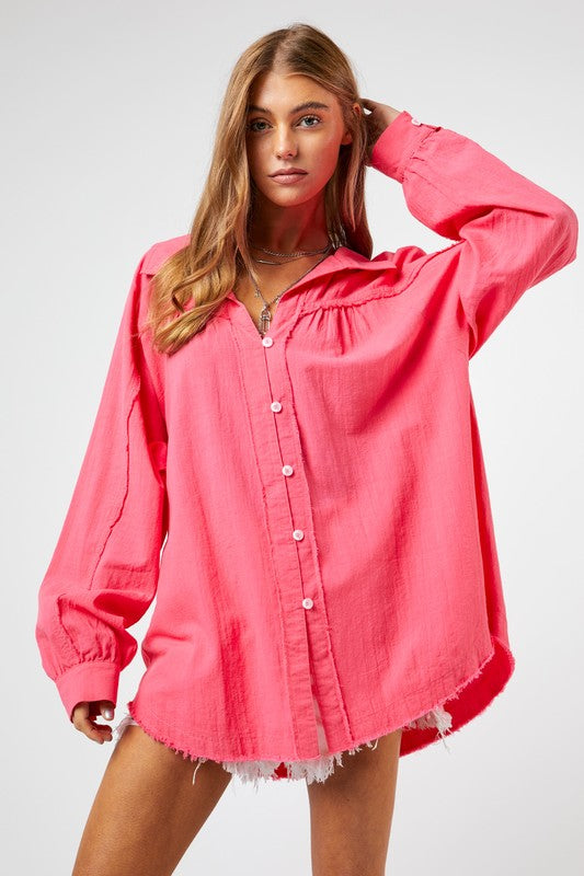 Button Down Relaxed Fit Shirt  (Online Only/Ships from USA)