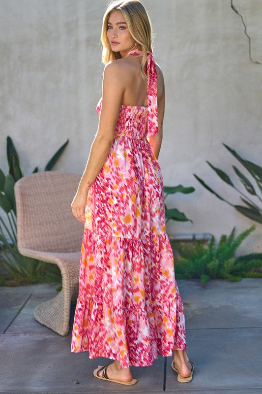 Printed Smocked Ruffle Maxi Dress  (Online Only/Ships from USA)