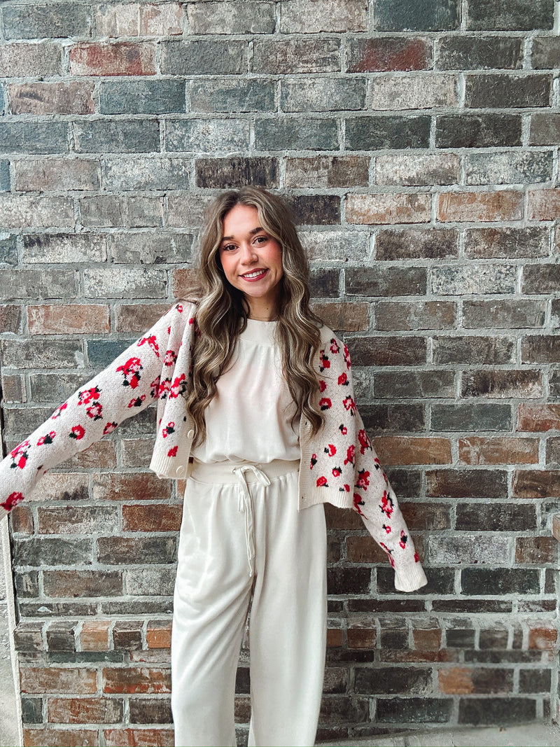 Floral Pattern Button Down Cardigan