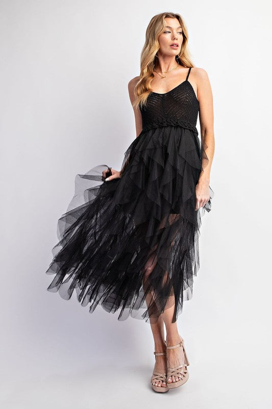 LOVELY TULLE MIDI CROCHET DRESS (Online Only/Ships from USA)