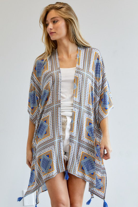 Printed Short Sleeve loose Kimono  (Online Only/Ships from USA)