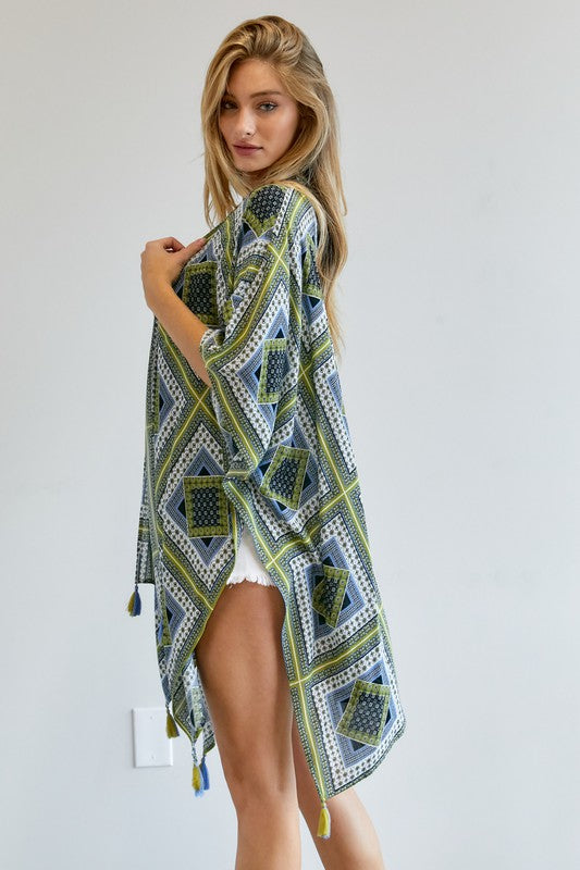 Printed Short Sleeve loose Kimono  (Online Only/Ships from USA)