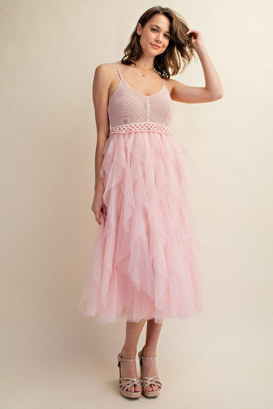 LOVELY TULLE MIDI CROCHET DRESS (Online Only/Ships from USA)