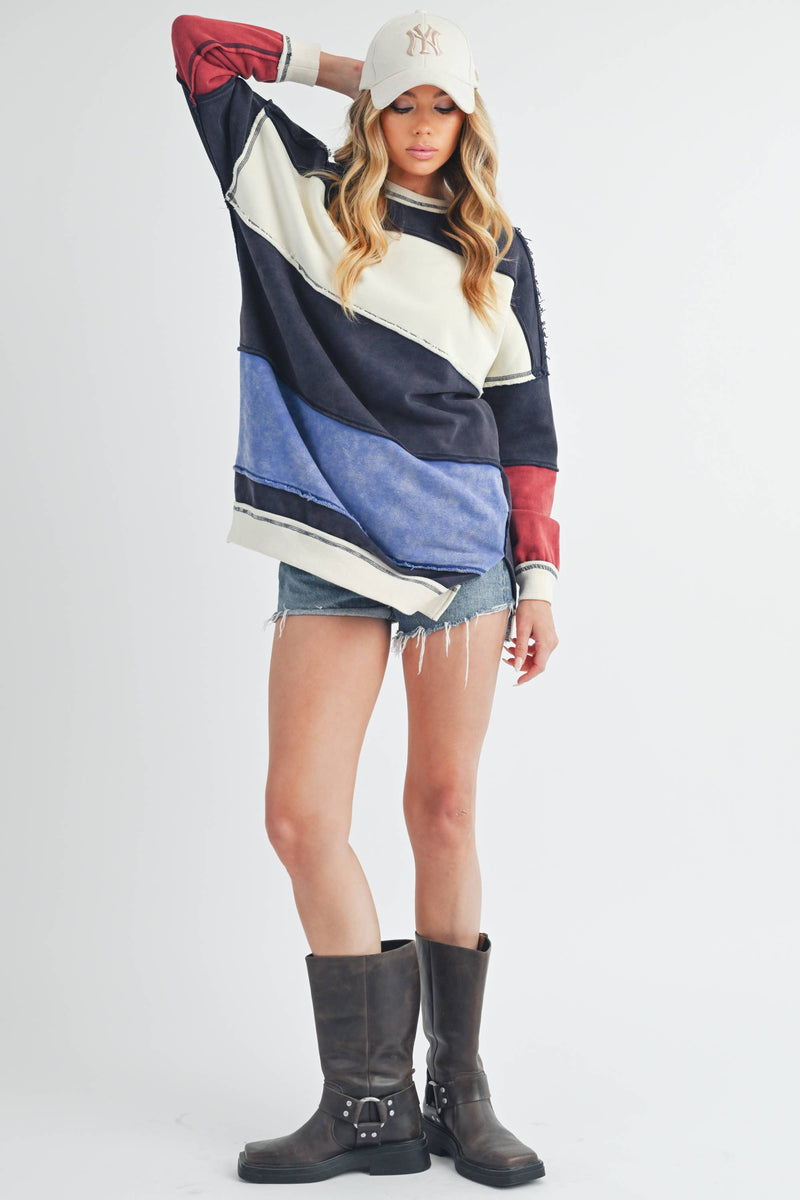 Rugby Color Block Stripe Sweatershirt