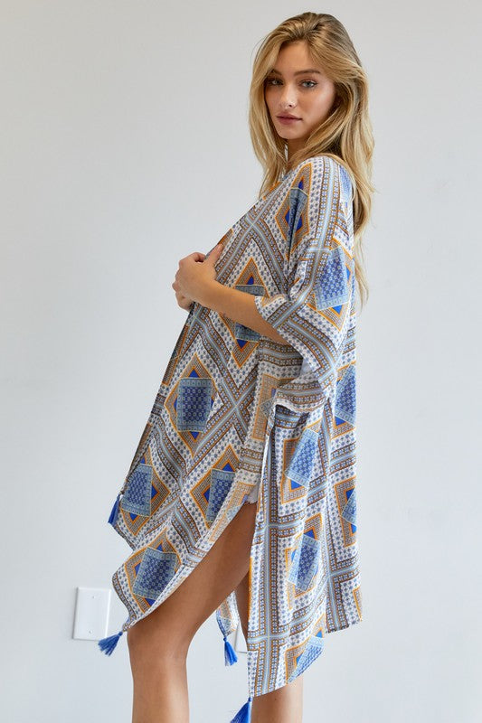 Printed Short Sleeve loose Kimono  (Online Only/Ships from USA)