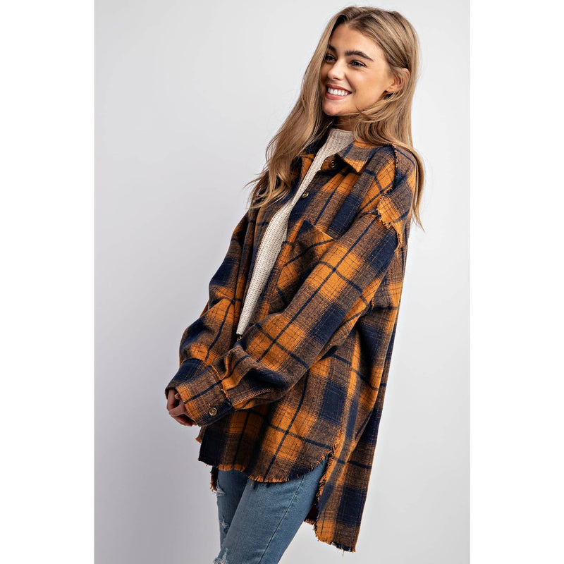SUPER SOFT PLAID BUTTON DOWN SHIRT JACKET SHACKET