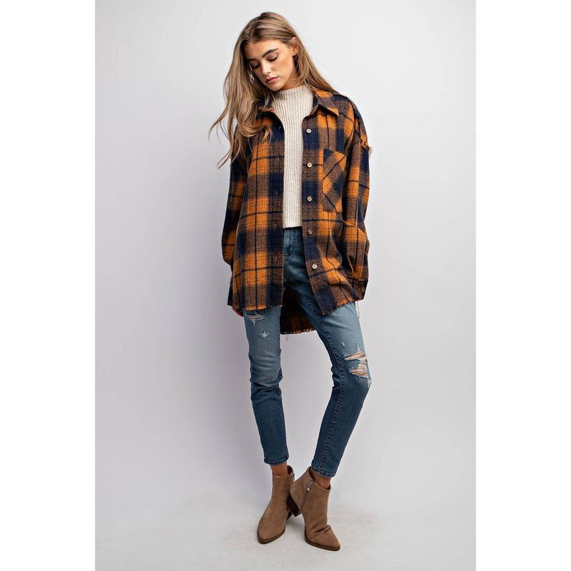 SUPER SOFT PLAID BUTTON DOWN SHIRT JACKET SHACKET