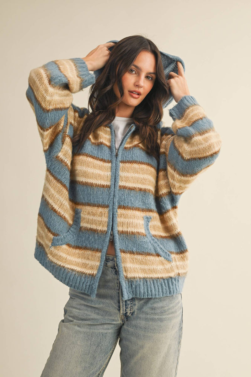 SWEATER HOOD ZIP UP JACKET