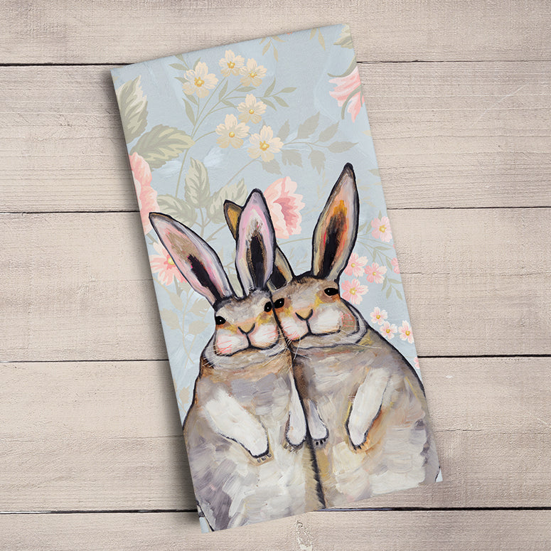 Bunny Friends Floral Tea Towel