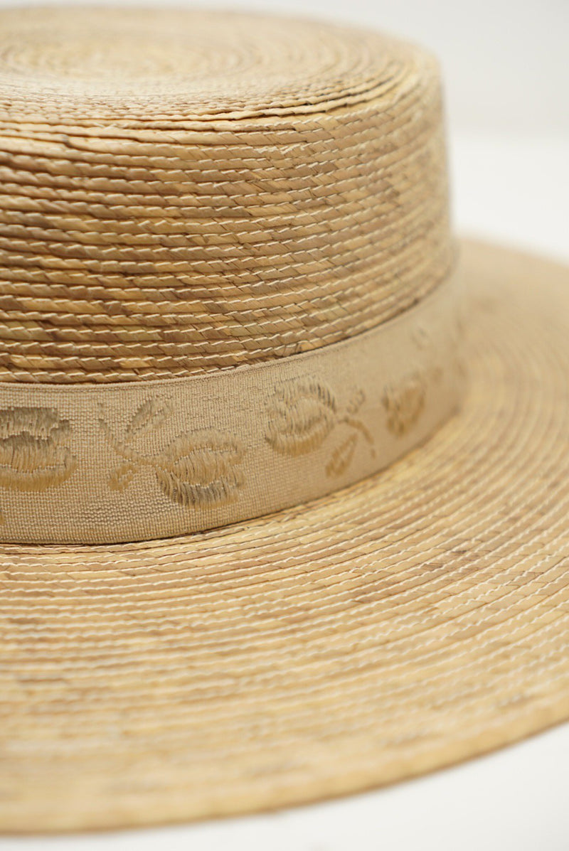 Fine Palm Leaf Straw Boater Hat