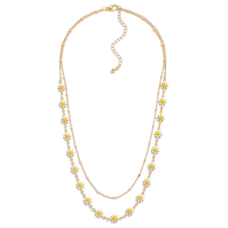 White with yellow Flower Necklace