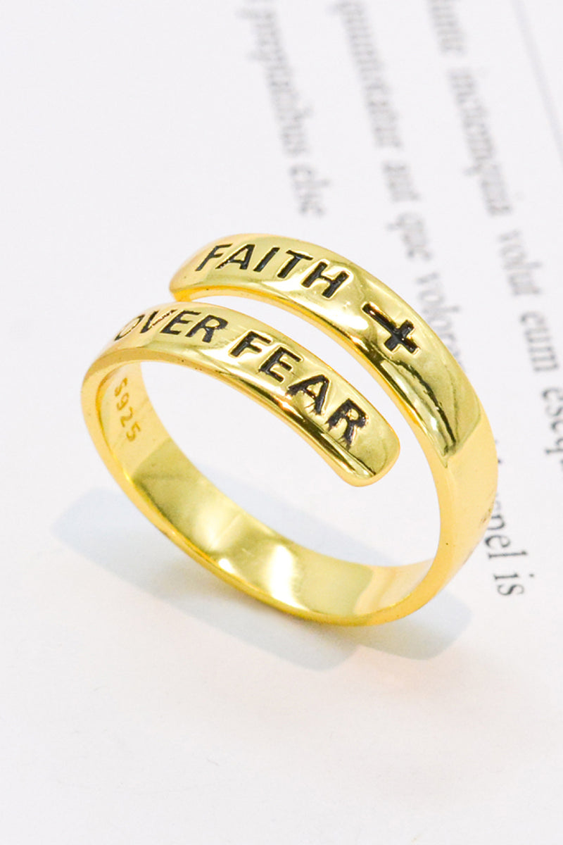 925 Sterling Silver FAITH OVER FEAR Bypass Ring  (Online Only)