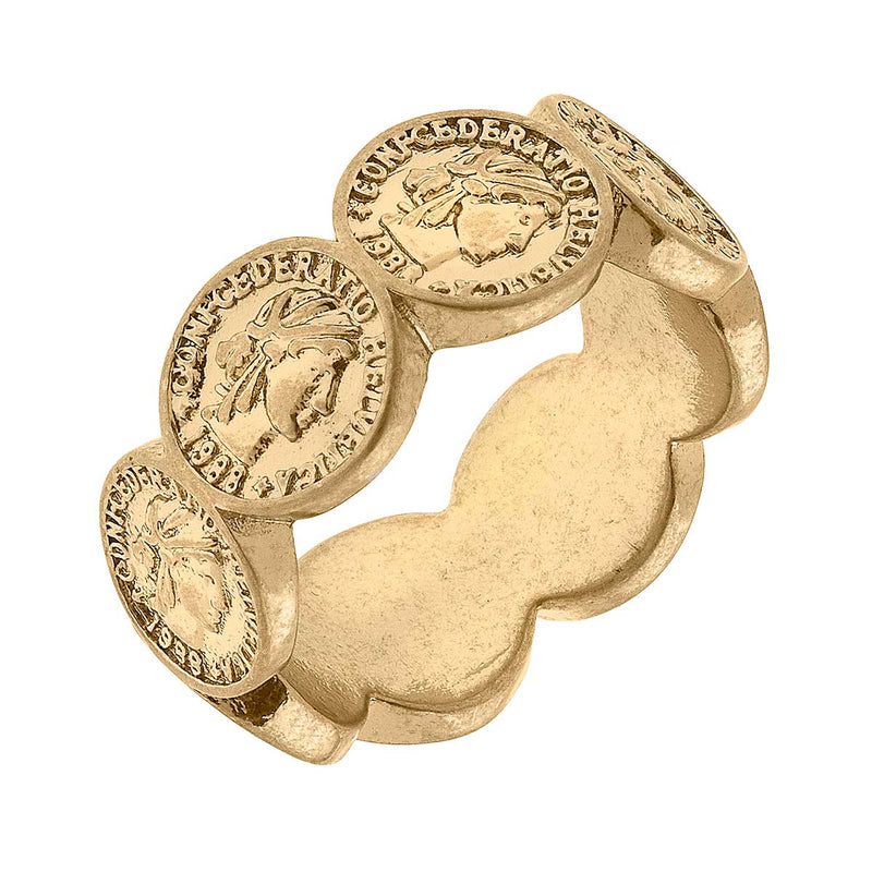 Ensley Coin Ring in Worn Gold