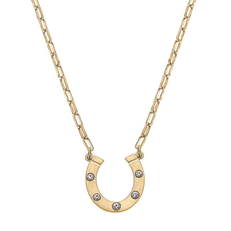 Tristan Horseshoe Pendant Necklace in Worn Gold