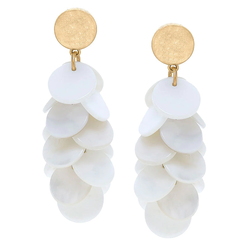 Naya Pearl Disc Cluster Statement Earrings in Mother of Pearl