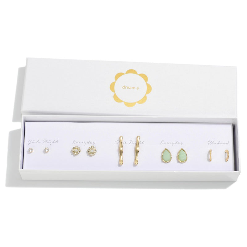 Dream-y Yellow  Gold earrings set of  5