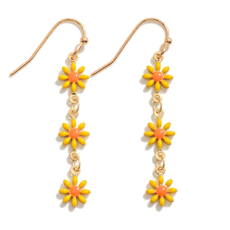 Orange Painted Flowers earrings