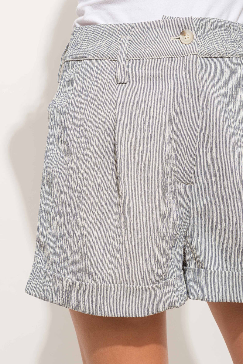 And The Why Pin Striped High Waist Rolled Shorts (Online Only, Ships from USA)