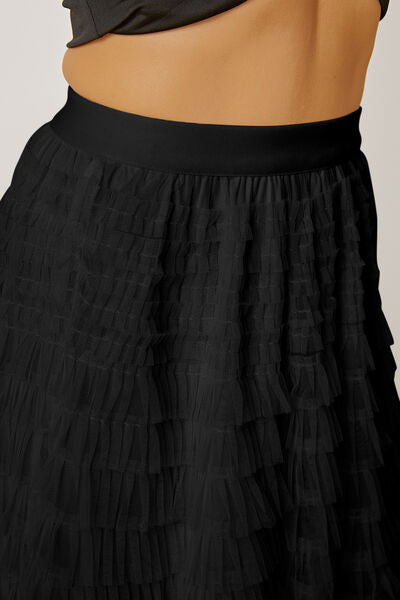 Ruched High Waist Tiered Skirt (Online Only)