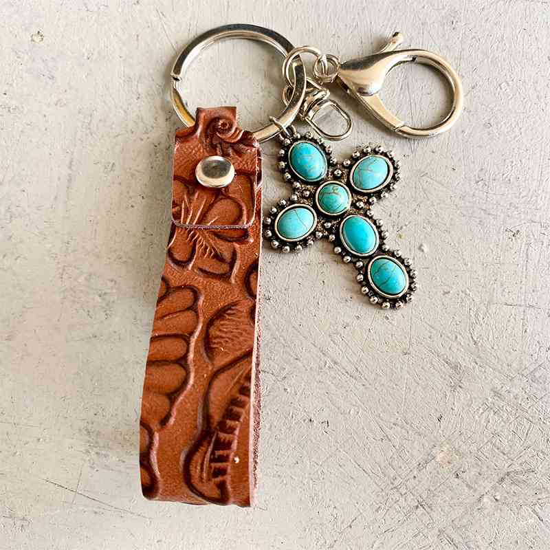 Turquoise Genuine Leather Key Chain Online Only)