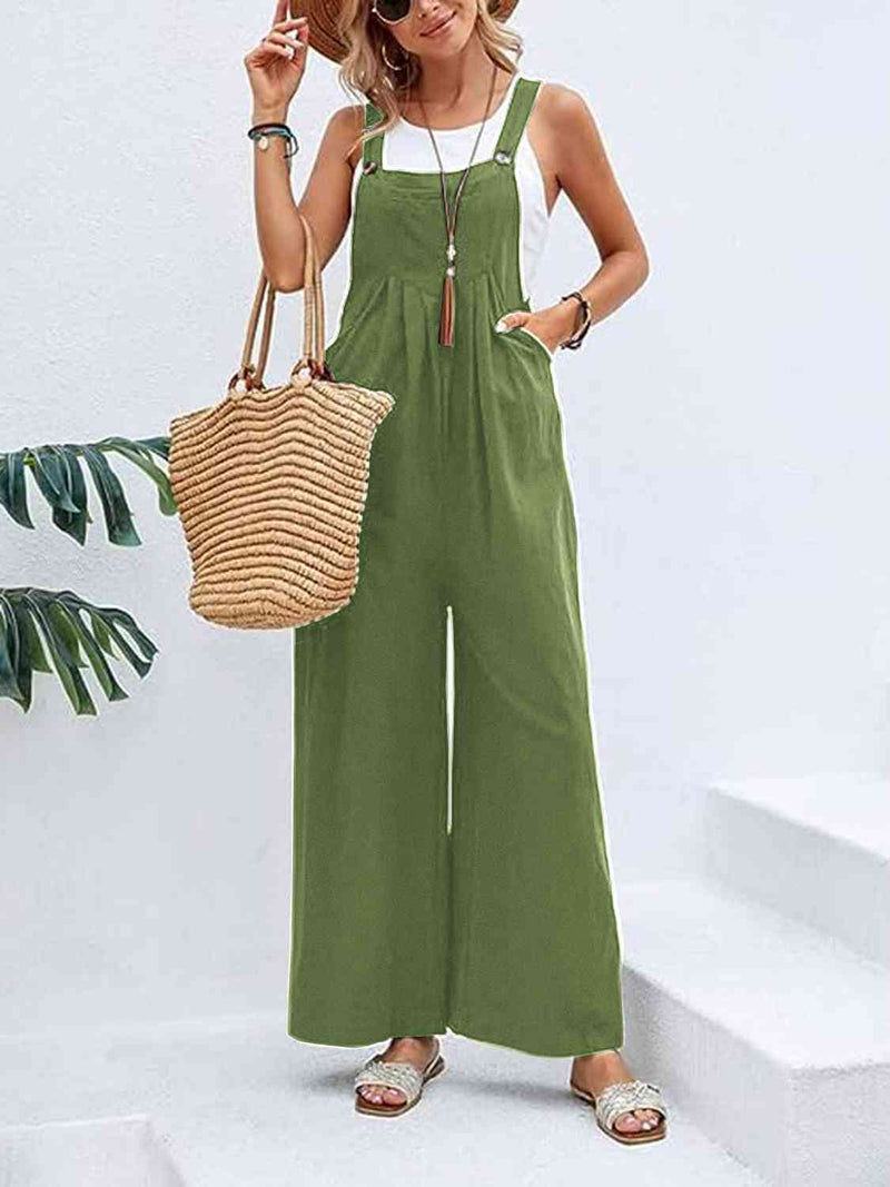 Wide Leg Overalls with Pockets (Online Only)