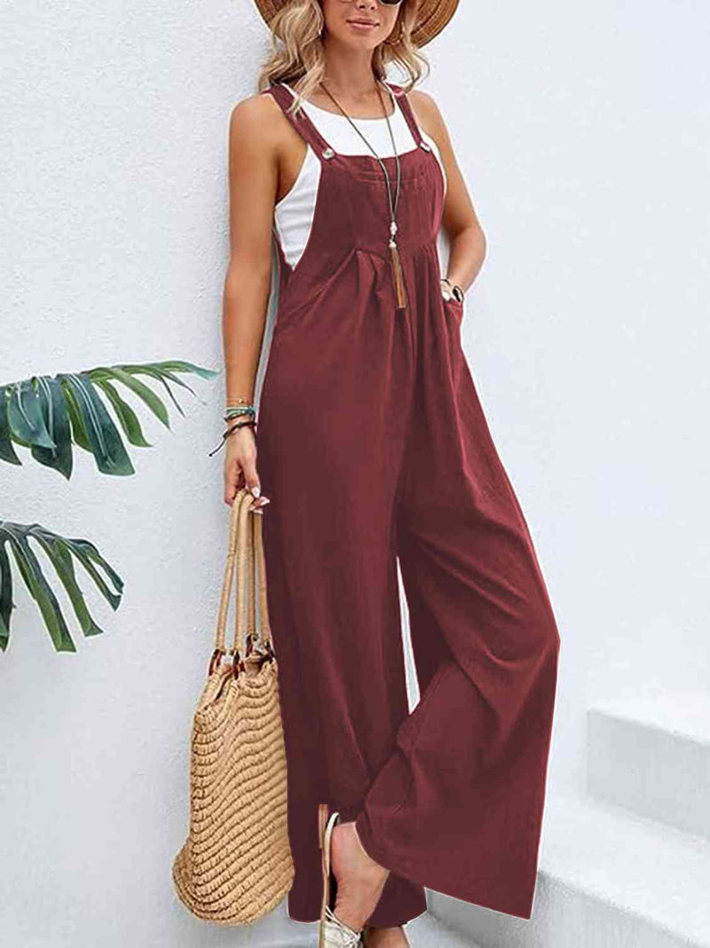 Wide Leg Overalls with Pockets (Online Only)