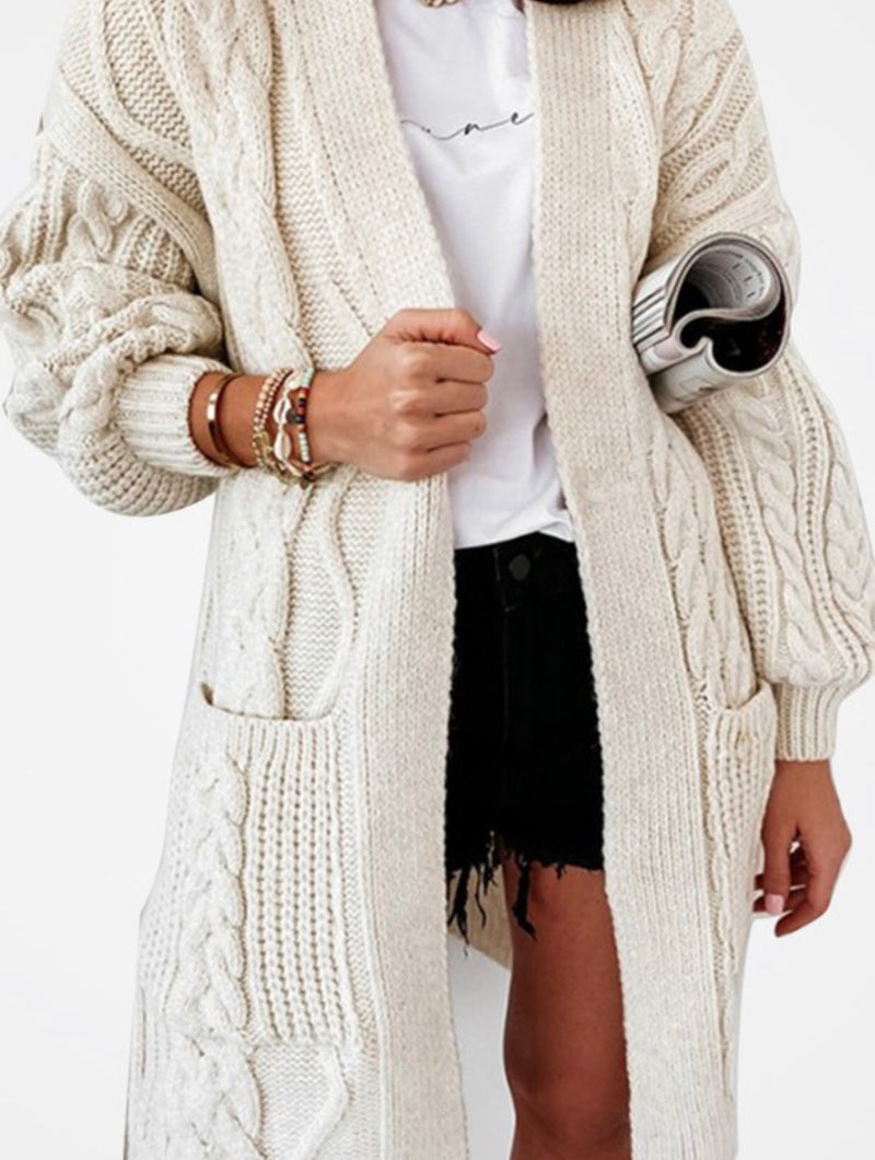 Cream Coastal Knit Coat Sweater