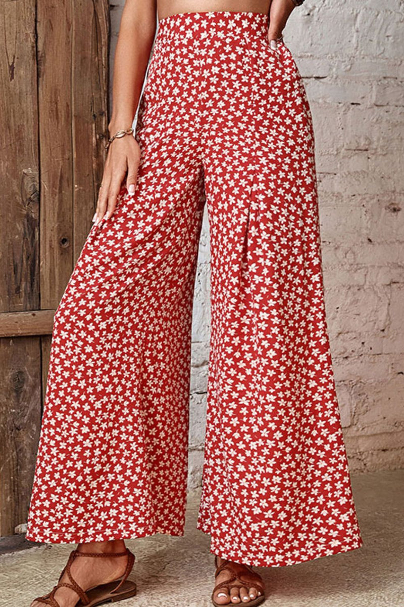 Floral High-Rise Wide Leg Flare Pants (Online Only)