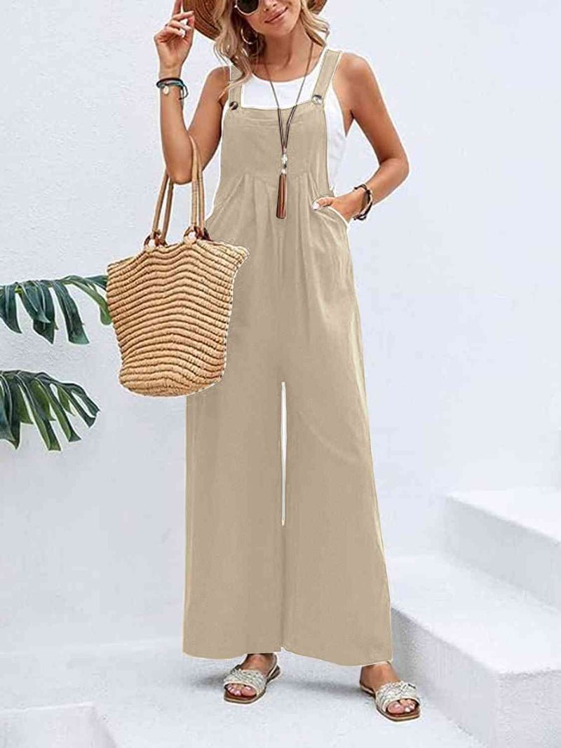 Wide Leg Overalls with Pockets (Online Only)