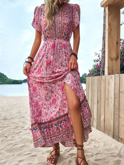 Floral Slit V-Neck Maxi Dress (Online Only)