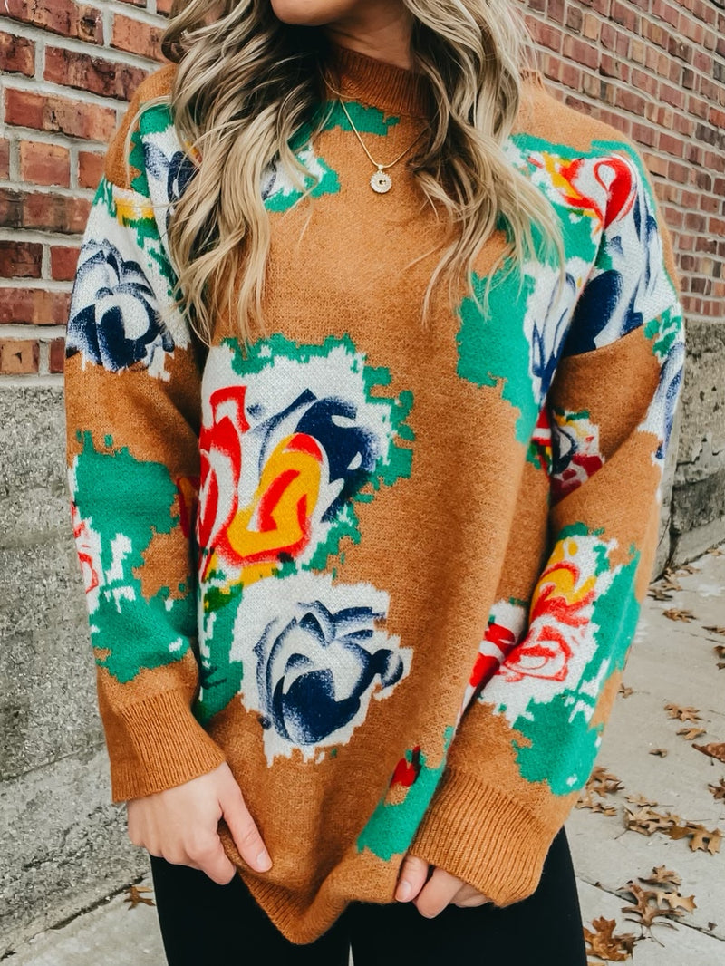Flowers All Over Sweater