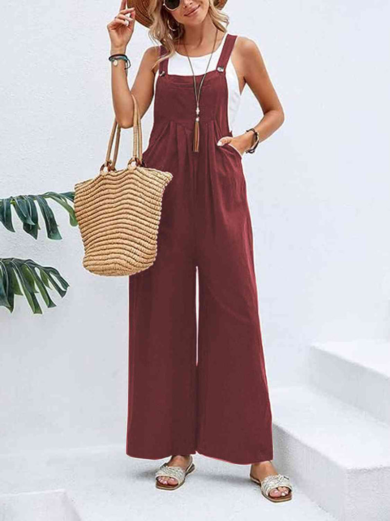 Wide Leg Overalls with Pockets (Online Only)