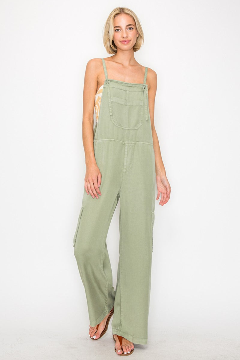 RISEN Wide Leg Tencel Overalls (Online Only, Ships from USA)