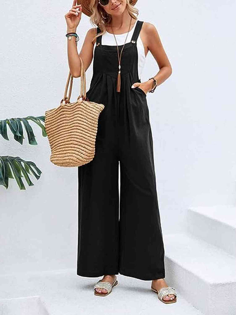 Wide Leg Overalls with Pockets (Online Only)