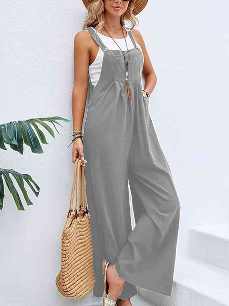 Wide Leg Overalls with Pockets (Online Only)