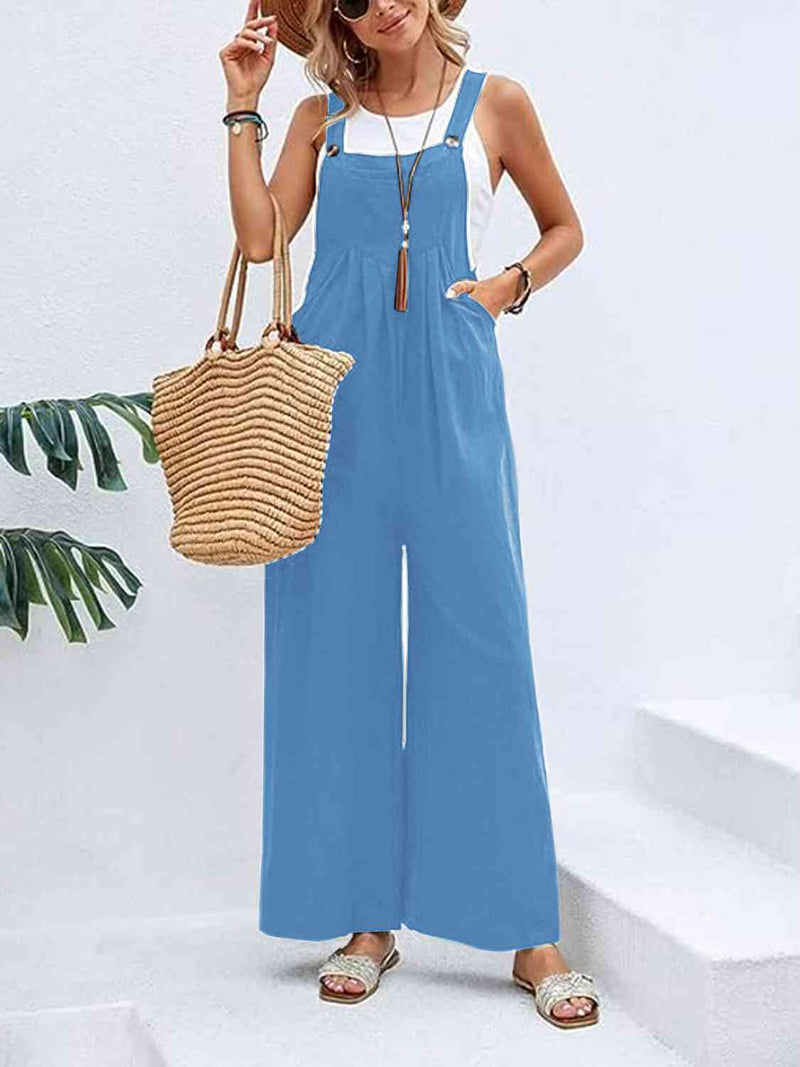 Wide Leg Overalls with Pockets (Online Only)